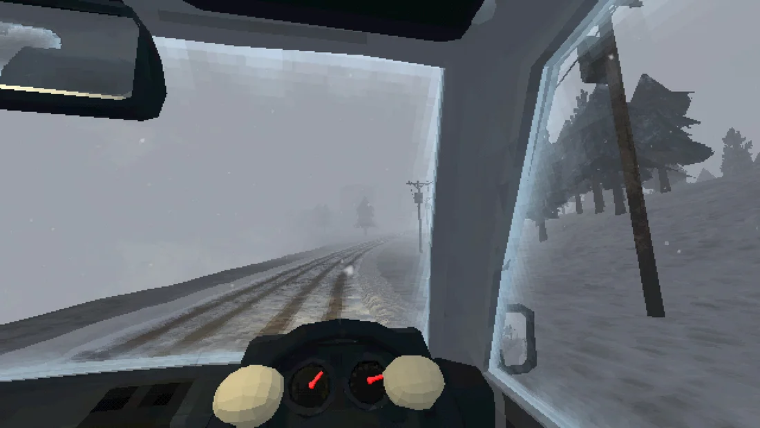 First-person driving in Roadside Odyssey.